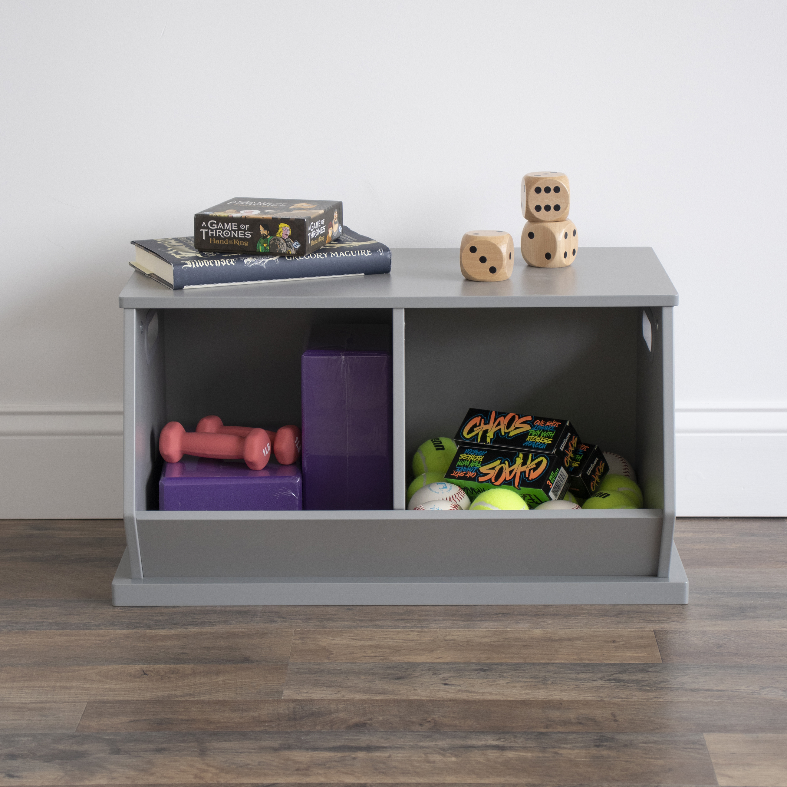 Humble Crew Children Wood and Fabric Toy Storage Racks, Gray