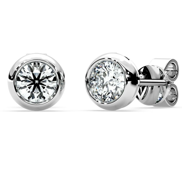 Pendientes SIGALIT Moissanite con bisel de 1 quilate en plata de ley