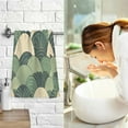 thumbnail image 7 of Yayeee 2 Pack Hand Towels for Bathroom 100% Cotton 16" x 28" Soft Absorbent Kitchen Towel, Green Abstract Shapes, 7 of 7