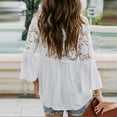 thumbnail image 3 of DuoJiaJ Womens Long Sleeve Lace Trim Tunic Tops Button Down Casual Blouse Cute V Neck Shirt Women’s Summer Tops White, 3 of 5
