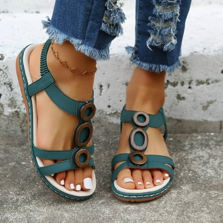 

European And American Lightweight Flat Beach Sandals Women s Lightweight Buckle Outer Wear Sandals And Slippers