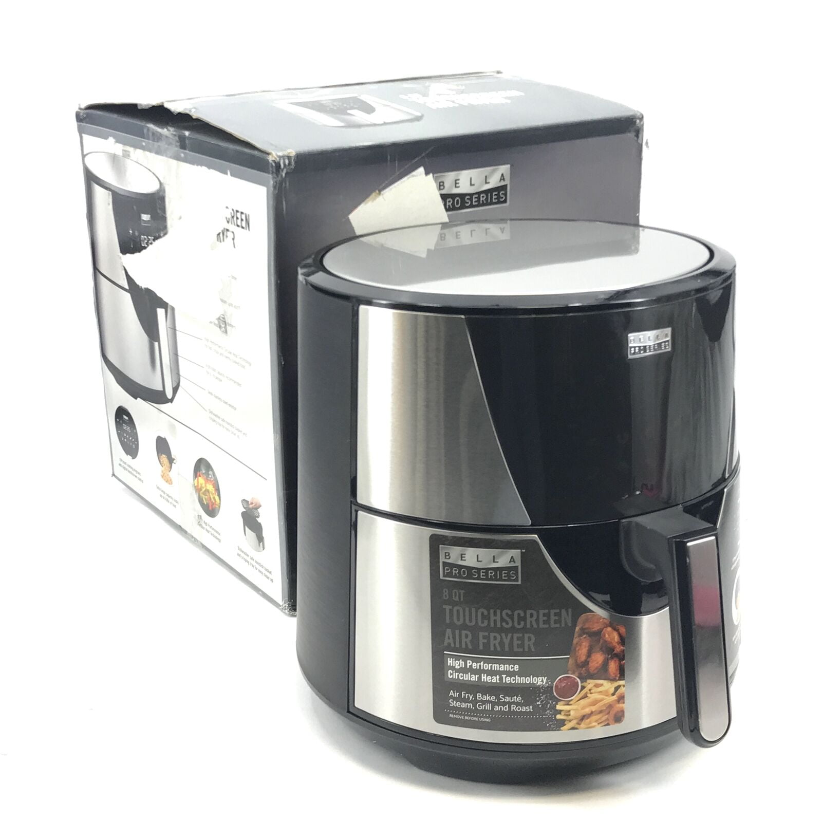 Black/Silver Bella Model 90088 Pro Series 8qt Air Fryer NS0884 Open Box