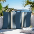 thumbnail image 5 of Abstract White Striped Outdoor Pillow Covers Set of 2 Simple Blue Linen Texture Waterproof Throw Pillow Case Decorative Square Cushion Cover for Patio Couch Garden Balcony, 18"x18", 5 of 9