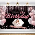 thumbnail image 1 of Banner decorativo con dicódigos personalizados en oro rosa, feliz 49 cumpleaños, 1 of 7
