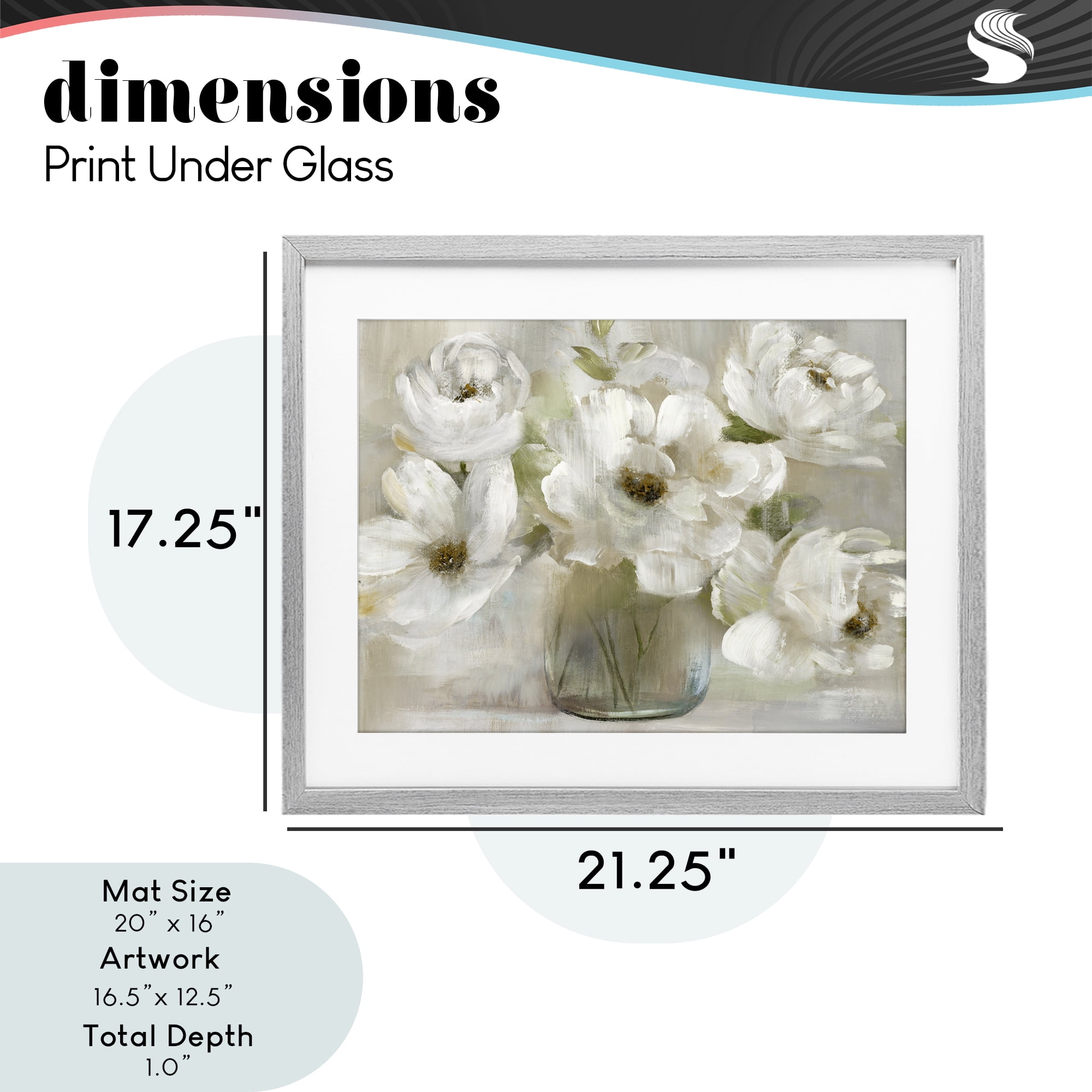 Stupell Industries Gentle White Petals in Vase Gray Framed Print Under Glass, design by Nan