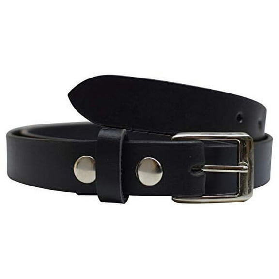 Men's Genuine Full Grain Leather Black Casual Dress Belt with Removable Buckle