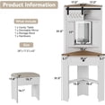 thumbnail image 2 of Small Vanity Desk Set with Lights and Mirror Makeup Vanities with Drawers for Corner Space White Farmhouse Make up Dressing Table with Storage Stool for Bedroom, 2 of 8