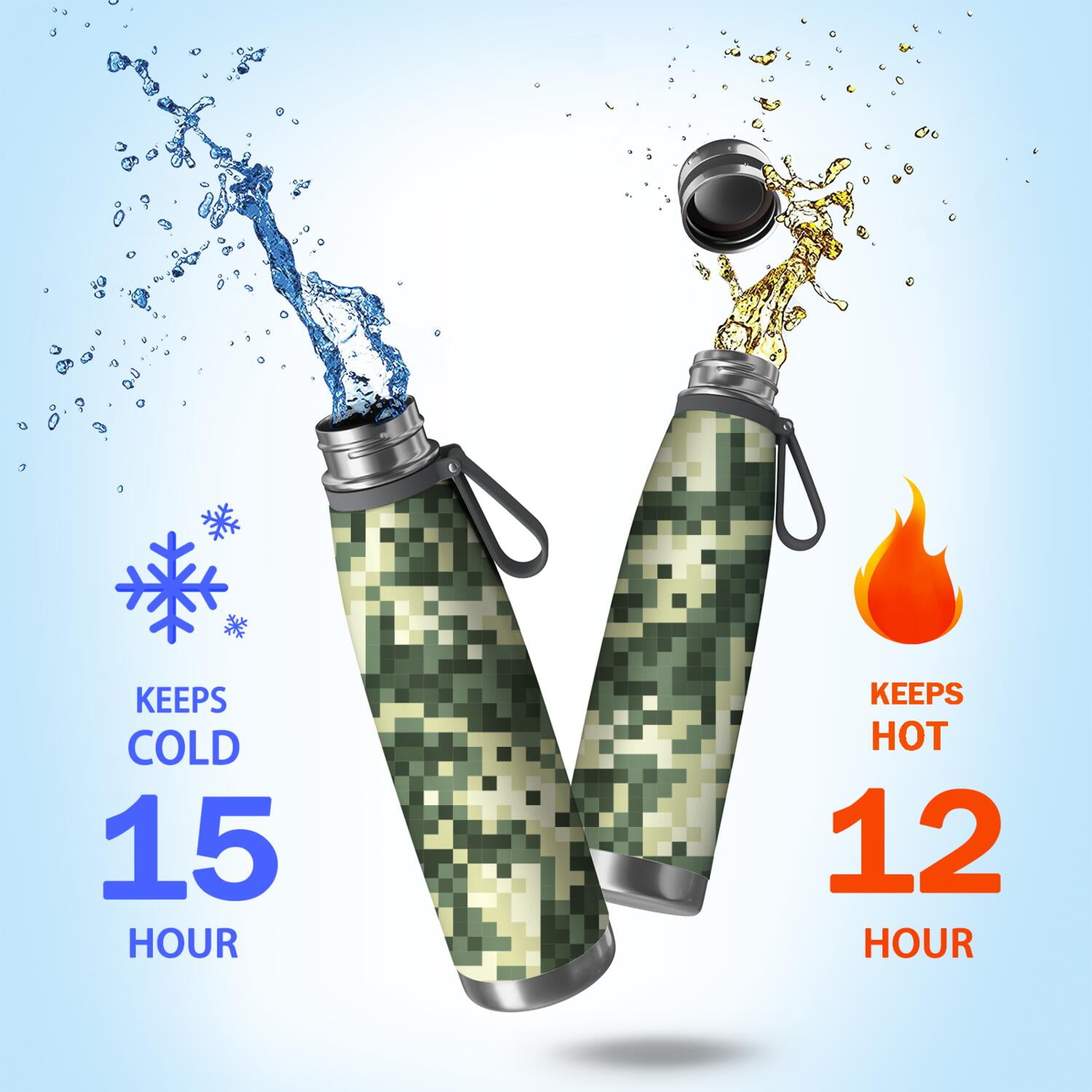 29oz Insulated Water Bottle with Tea Infuser, Stainless Steel Travel Mug, Camouflage Print