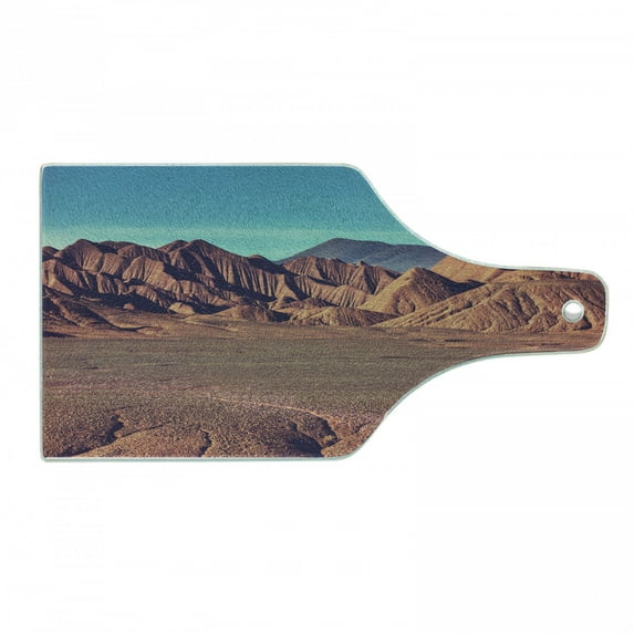 Western Cutting Board, Mountain Argentina Desert Sand Hike Mother Nature Themed Volcano Geographic Photo, Decorative Tempered Glass Cutting and Serving Board, in 3 Sizes, by Ambesonne