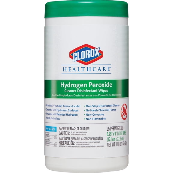 Clorox, CLO30824CT, Hydrogen Peroxide Disinfecting Wipes, 6 / Carton, White