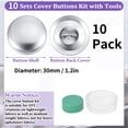 thumbnail image 3 of Cover Button Kit, Cloth Fabric Covered Round Flat Back Metal Buttons Refill Forms Replacement with Buckle Making Tool for DIY Sewing Bags Crafts Sofa Upholstery ,10 Sets [30mm], 3 of 7