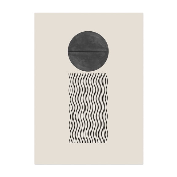 Minimalist Geometric Form - Mixed Media Abstract Minimalist Geometric Modern Art Line Art Pattern Black and White Unframed Wall Art Print 4 x 6 inches