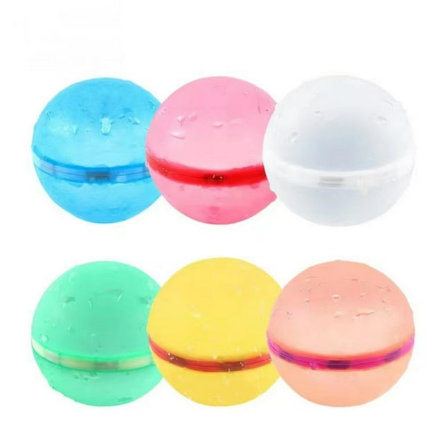 6 PCS (Color aleatorio) Globos de agua reutilizables Bolas de agua, Globos de agua biodegradables, Globos de agua de silicona suave Auto sellado Llenado rápido Verano