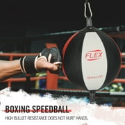 OHMY FIT Flex Double End Punching Bag Easily Adjust Tension and Height of Cords with Special Flex Adjustable System. Advance Micro Fiber Material Strong Bladder Gym Exercise for Men&Women (Round)