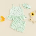 thumbnail image 4 of vdgthytj Baby Clothes Girl Newborn Infant Summer Outfit Floral Printed Ruffle Camisole and Shorts with Headband Set, 4 of 7