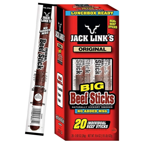 Beef Sticks, Original, 0.92 Ounce (20 Count) - Great Protein Snack, Meat Stick with 5g of Protein, Made with 100% Premium Beef, No Added MSG