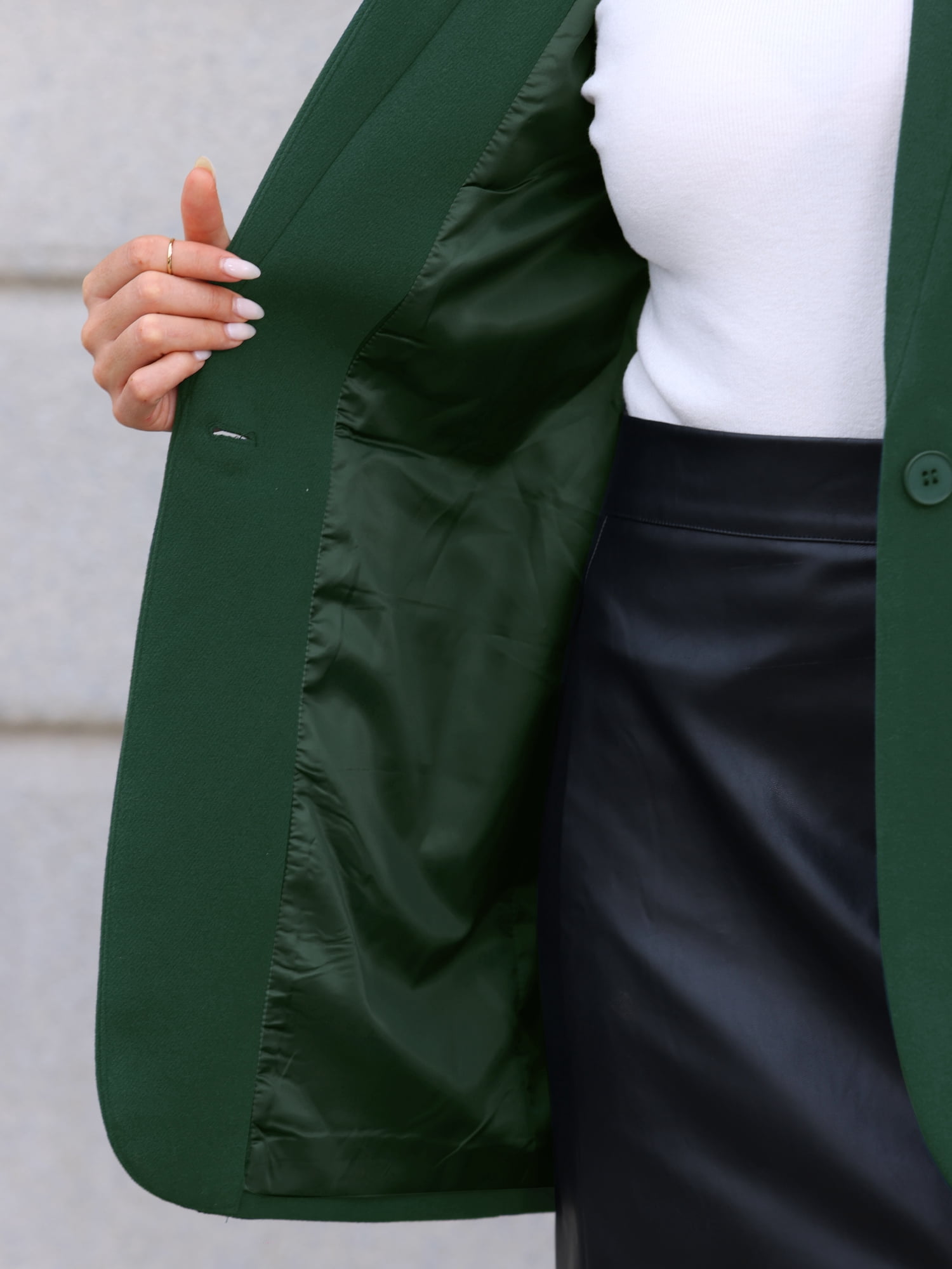 DARING DIVA Women's Business Button Down Notch Collar Dressy Blazer Jacket M Green