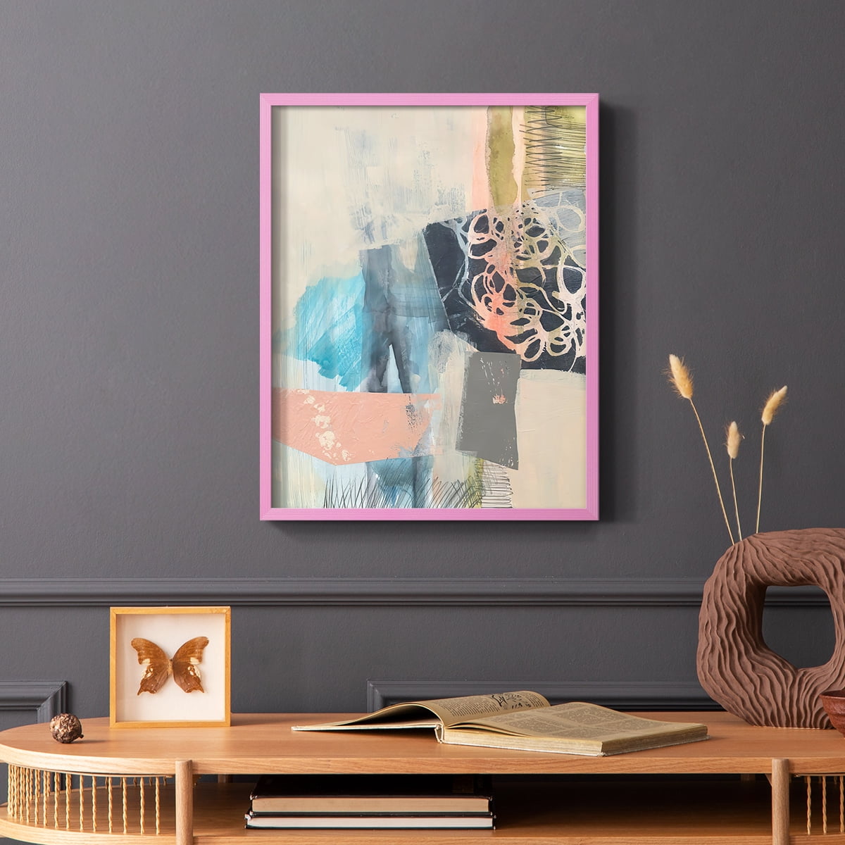 Reductive I in Pink Solid Wood 11 x 14 Framed Print