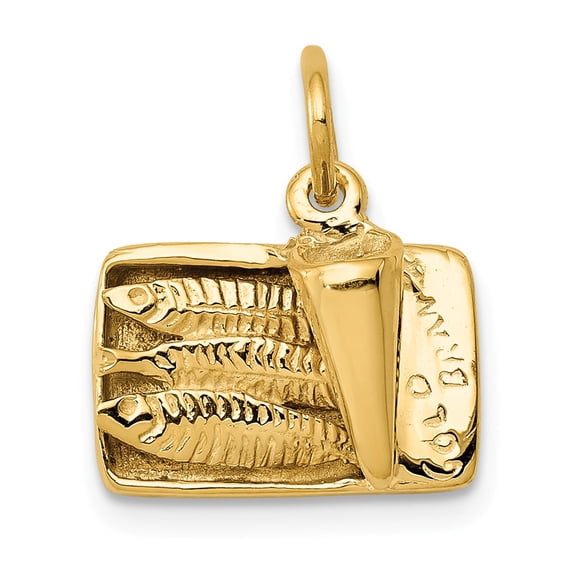 14K Yellow Gold Charm Pendant Themed Men'S 15 mm Sardine Can