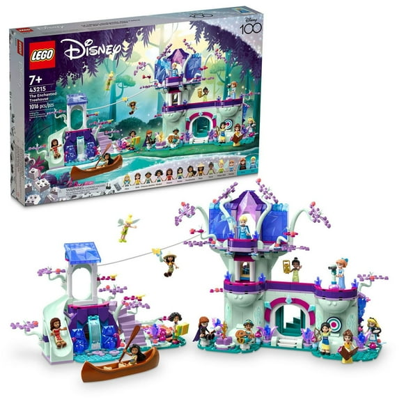 LEGO Disney The Enchanted Treehouse 43215 Buildable 2-level Tree House with 13 Princess Mini-Dolls including Jasmine, Elsa & Moana, Disney Classic 100 Anniversary, Gift for Disney Princess Fans Age 7+