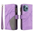 thumbnail image 2 of Dteck Case for iPhone 14 Pro Max, Magnetic Wallet 9 Card Slots Premium Leather Zipper Wallet Purse Case Flip Kickstand with Wrist Strap Credit Cash Cover,Purple, 2 of 8