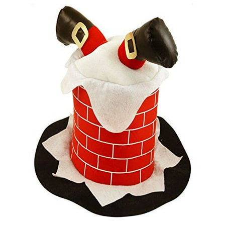 Novelty Funny Christmas Hat Stuck In Chimney Xmas Fancy Dress Party
