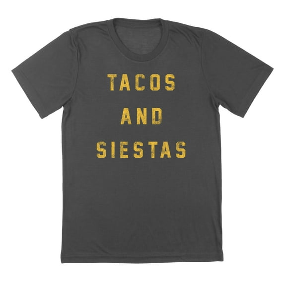 Tacos And Siestas Humor Graphic Charcoal Mens T-Shirt