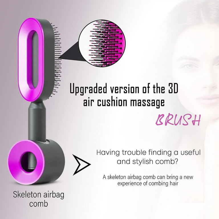 Aoibox Self Cleaning Hair Brush in White, 3D Air Cushion Massager
