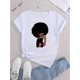 thumbnail image 2 of Camiseta De Manga Corta Con Cuello Redondo Para Mujer, Camisetas De Verano Para Uso Diario Y ViajesWomen's Casual Chic Afro Puff Graphic Tee - Comfy Polyester Blend, Round Neck Short Sleeve, Machine, 2 of 6