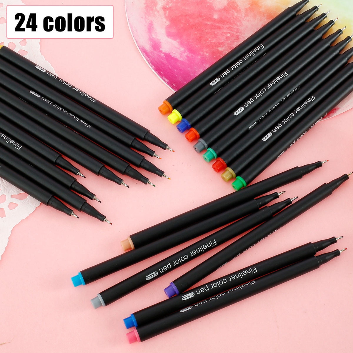 MTFun 24pcs Colorful Fineliner Pens Set with 0.4mm Tip Fine Line