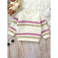 thumbnail image 4 of FOCUSNORM Chandail d'Automne pour Garçon Fille Rayé Manches Longues Col Rond Tricot Épais, 4 of 9