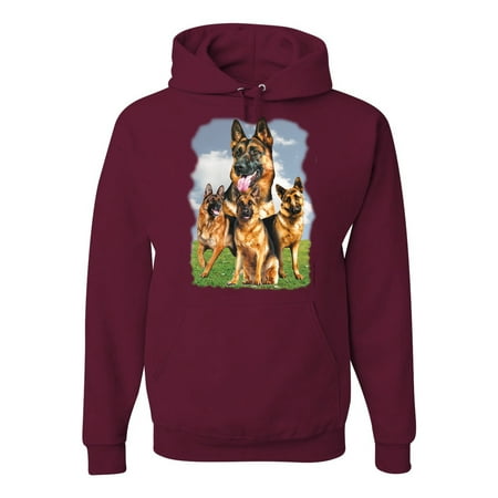 Wild Bobby, German Shepherd Dog Animal Pet Lover, Dog Lover, Unisex Graphic Hoodie Sweatshirt, Maroon, Small