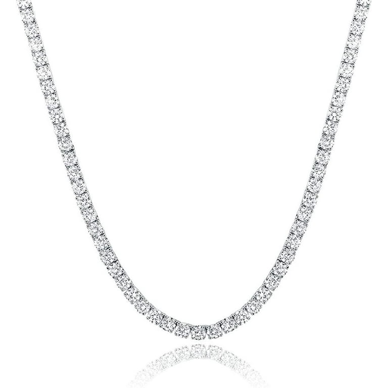 HANRU Tennis Necklace 18K White Gold Plated | 5.0-6.0mm Round 