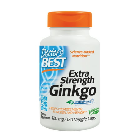 Doctor's Best Extra Strength Ginkgo, Non-GMO, Gluten Free, Vegan, Soy Free, Promotes Mental Function and Memory, 120 mg, 120 Veggie (Best Strength Supplements 2019)