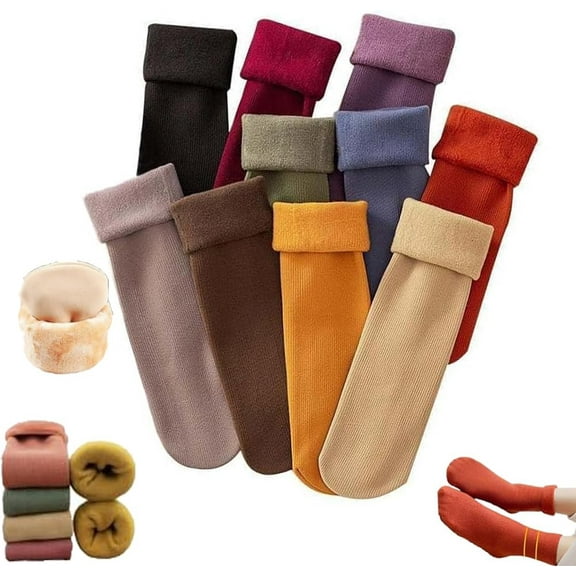 Snugly Velvet Winter Thermal Socks,Luviess Thickened Soft Fleece Cozy Lined Warm Socks for Cold Weather