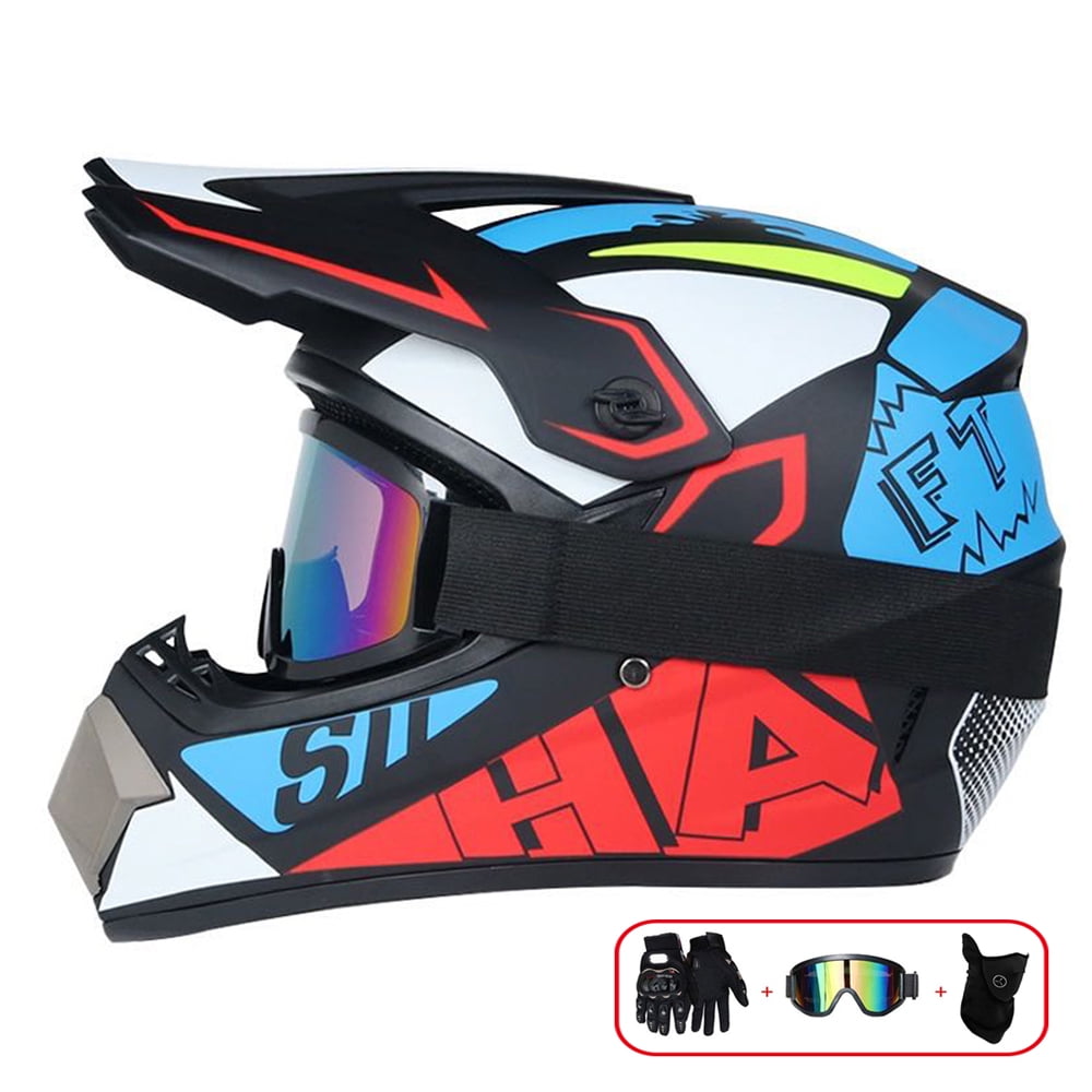 Motocross Helmet,Outdoor adult Full Face MTB Helmet Set Motorcycle