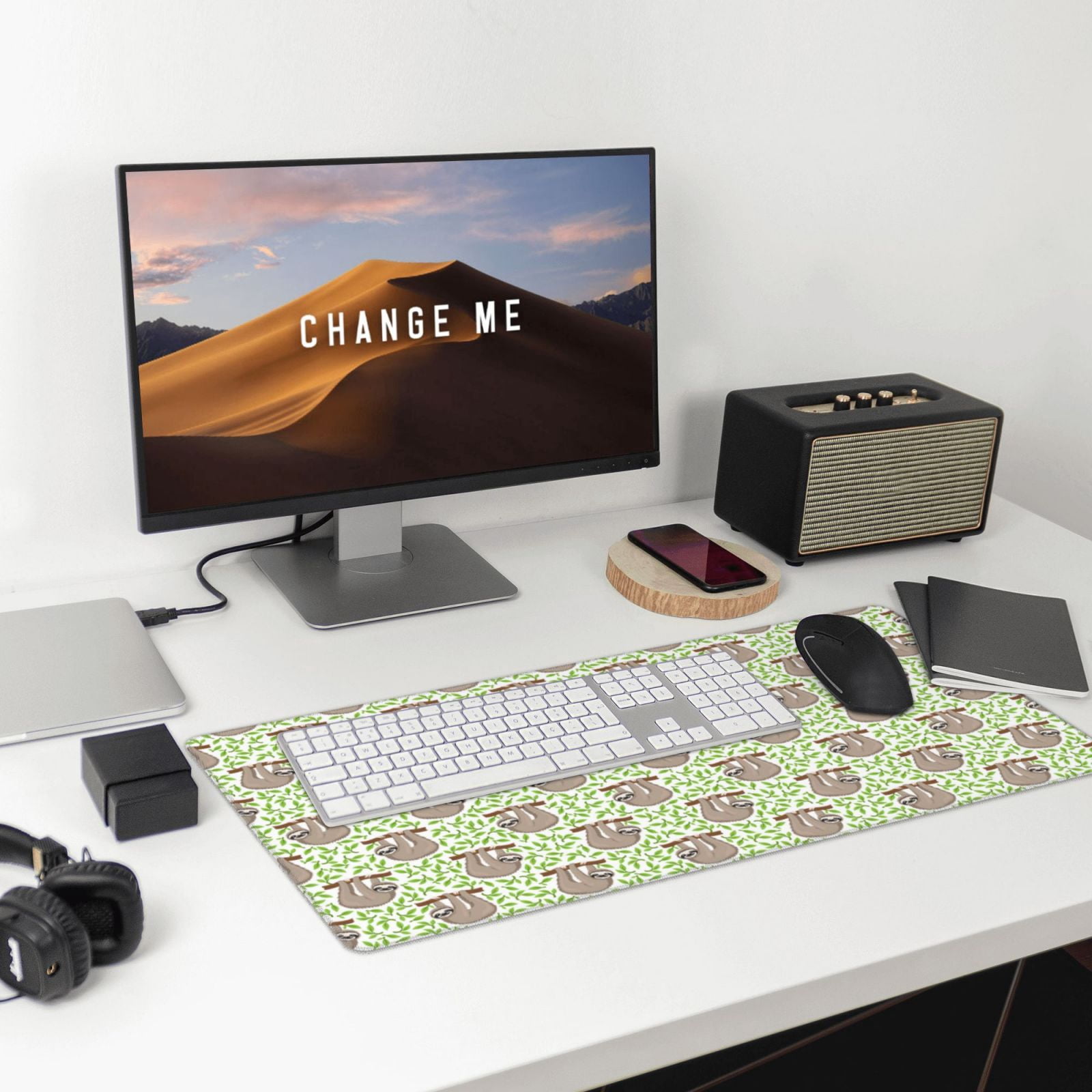 Kdxio Cute Animal Sloth On A Branch Print Large Gaming Mouse Pad,Non-Slip Base,Water Resist Keyboard Pad for Gamer,Office & Home,29.5 x 15.8 in
