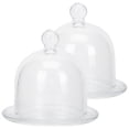 thumbnail image 1 of 2pcs Transparent Cake Dessert Display Plate Glass Storage Tray With Dome For Shop, 1 of 8