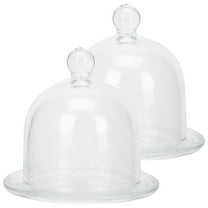 TAILTOSS Glass Cake Stand With Dome Cover Crystal Glass 2Pcs 5.70X5.70X4.72in