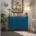 thumbnail image 2 of 47''Oval Storage Cabinet with 4 Doors,Buffet Sideboard Cabinet with Storage, Fluted Accent Storage Cabinet with Curvy Edge, Sliding Door, Freestanding Credenza, Console Table for Living Room, Kitchen, 2 of 12