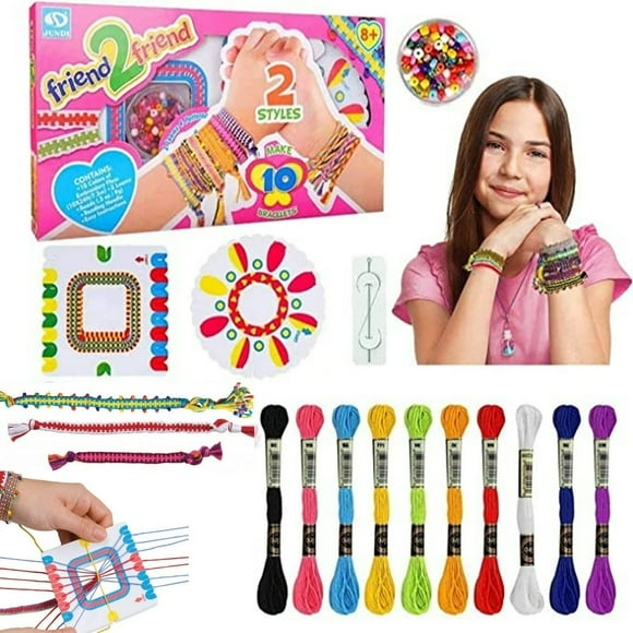 JUNWELL Friendship Bracelet Making Kit Toys Ages 7 8 9 10 11 12 Year Old Girls Gifts Ideas Birthday Present for Teen Girl Arts and Crafts String Maker Tool Bracelet DIY Kids Travel A