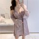 thumbnail image 1 of Pijama sexy de primavera y verano para mujer, camisón fino de seda helada con almohadilla para el pecho, camisón con tirantes, conjunto de dos piezas, ropa de belleza para el hogar, 1 of 6