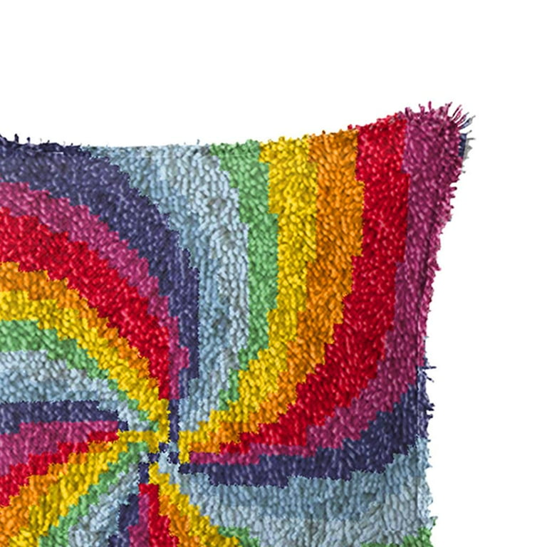 DIY Latch Hook Rug Kits Crochet Needlework Crafts with Basic Tool for Kids  Adult - Rainbow 