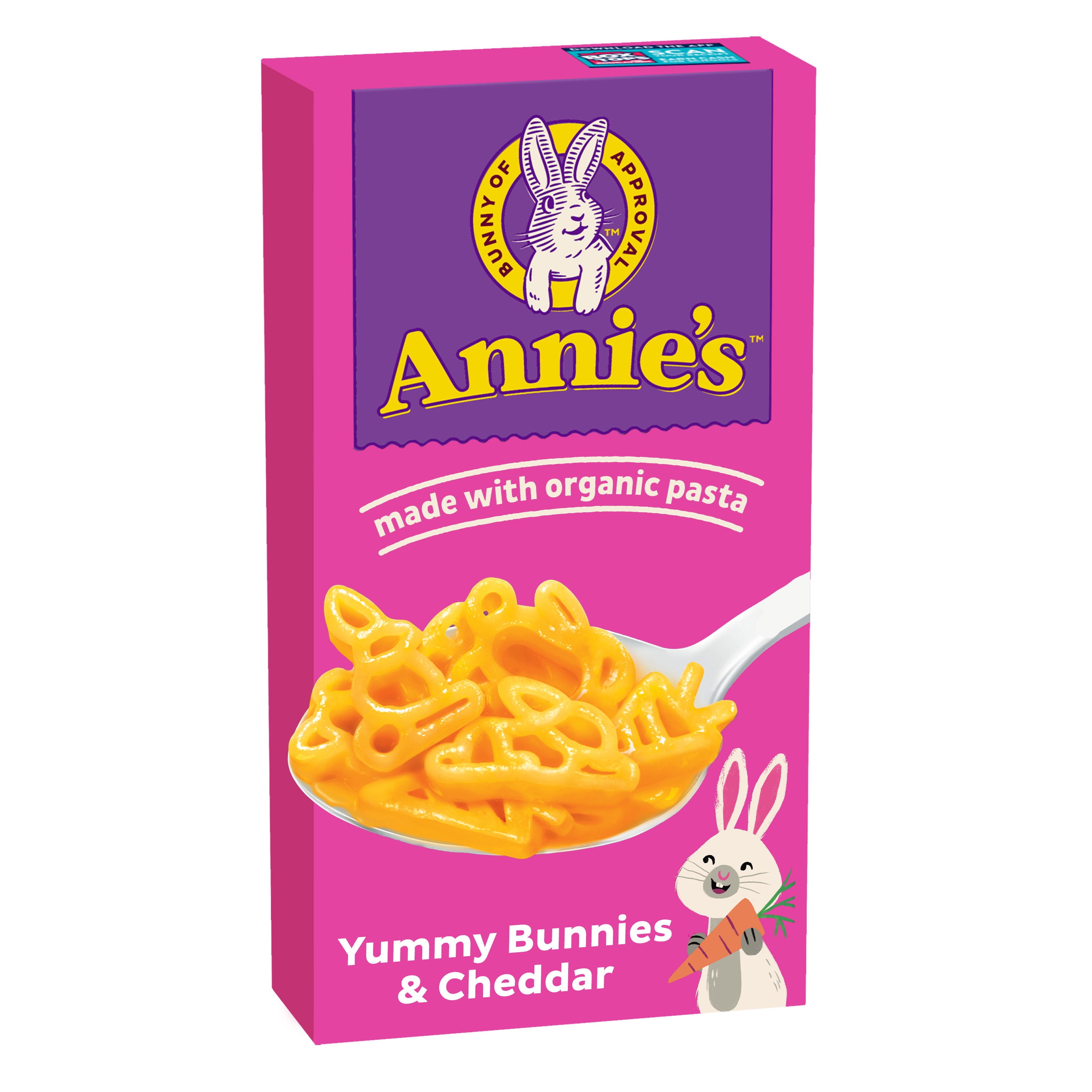 Annie’s Yummy Bunnies Pasta Shapes and Cheddar Macaroni and Cheese Dinner with Organic Pasta, 6 OZ