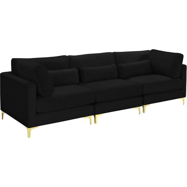 Meridian Furniture Julia Black Velvet Modular Sofa