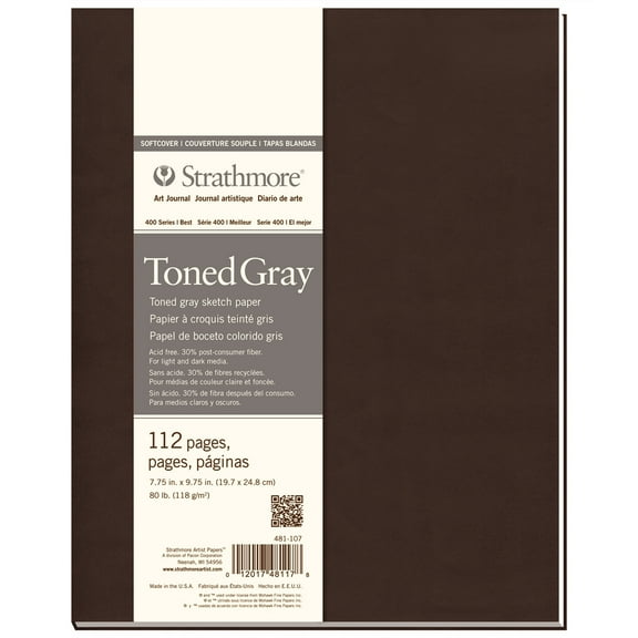 Strathmore Soft Cover Toned Art Journal, 400 Series, 112 pages, 7.75" x 9.75", Gray