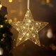 thumbnail image 1 of Lámpara colgante de estrella navideña para exteriores, luz LED para porche que funciona con pilas y tiene cuentas, lámpara colgante de estrella con forma de farol blanco cálido para Navidad, adorno, 1 of 6