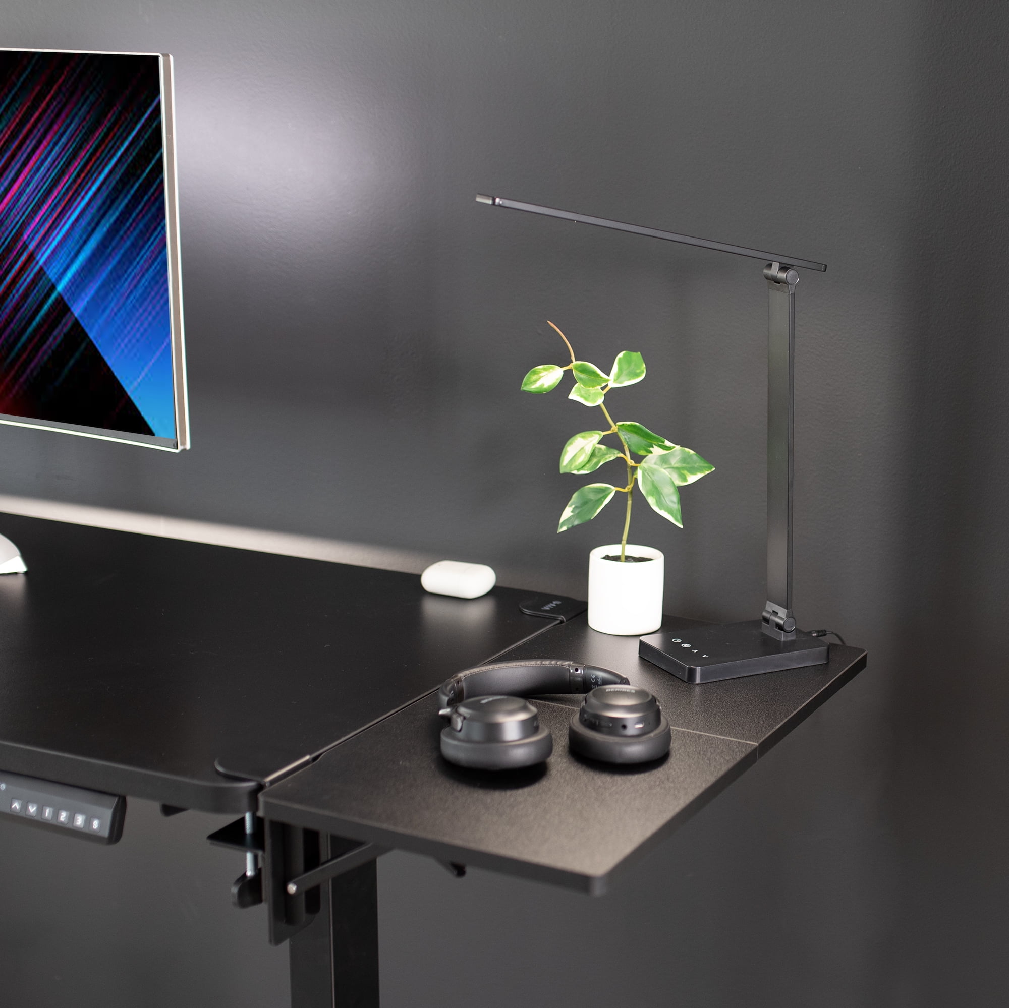 VIVO Black Clamp-on 24" x 12" Desk Extension, Accessory Platform, Keyboard Tray