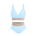 thumbnail image 5 of Women High Waisted Bikini Sets Two Piece Swimsuit for Women Tummy Control Swimsuits Color Block Drawstring Bathing Suit, 5 of 6