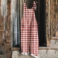 thumbnail image 2 of lcziwo Womens Jumpsuits Casual Loose Summer Linen Rompers Fashion Plaid Graphic Rompers Plus Size Wide Leg Bib Overall Onesie Pants with Pockets Sale of The Day Prime Today Wine XXL, 2 of 6